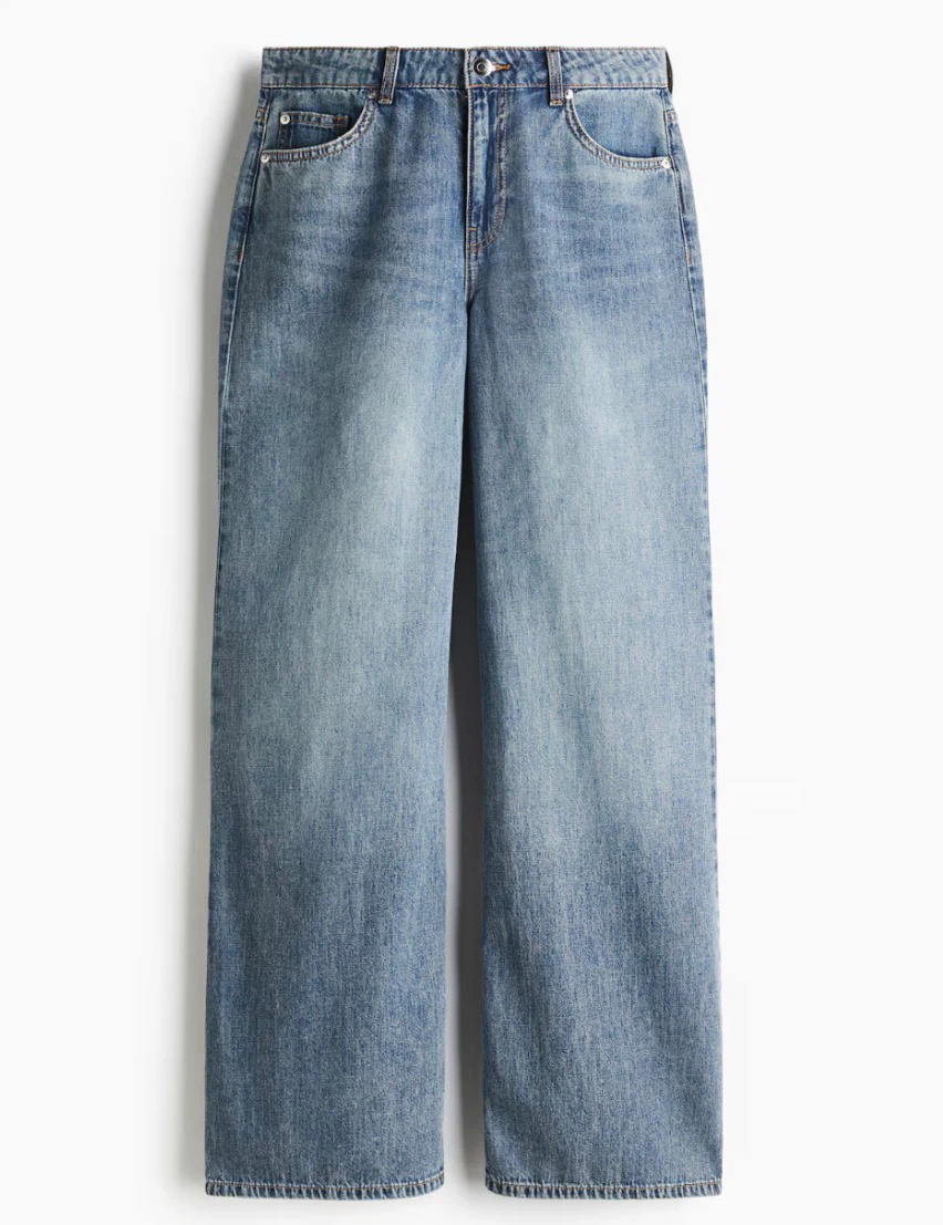 Light wash wide leg denim jeans