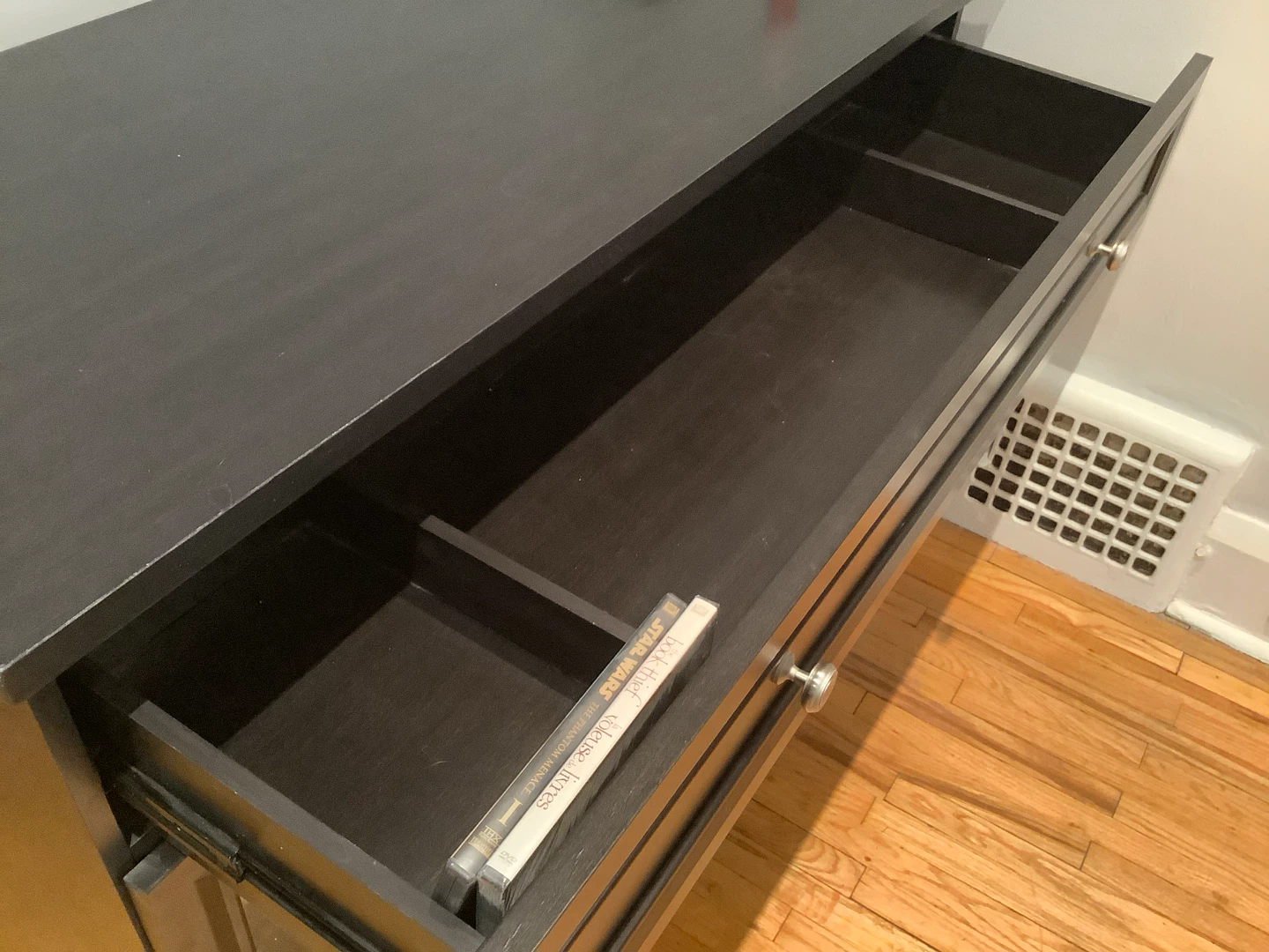 Black media cabinet with glass doors - photo 2