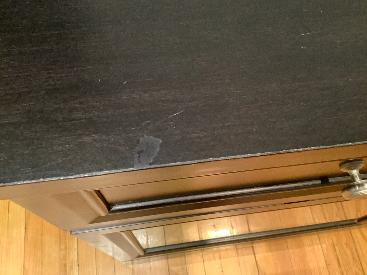 Black media cabinet with glass doors - photo 4