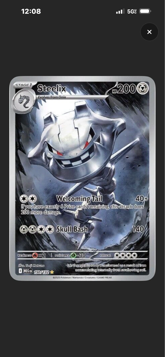 Pokemon TCG Steelix 150/132 Rare Card