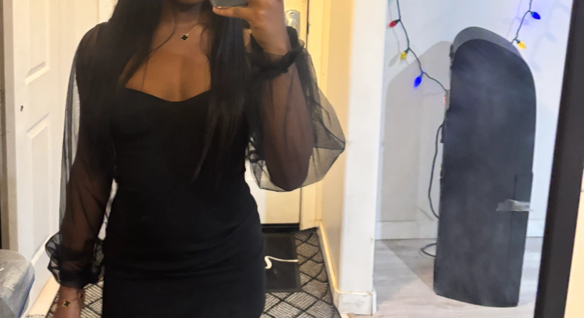 Black Sheer Long Sleeve Mini Dress