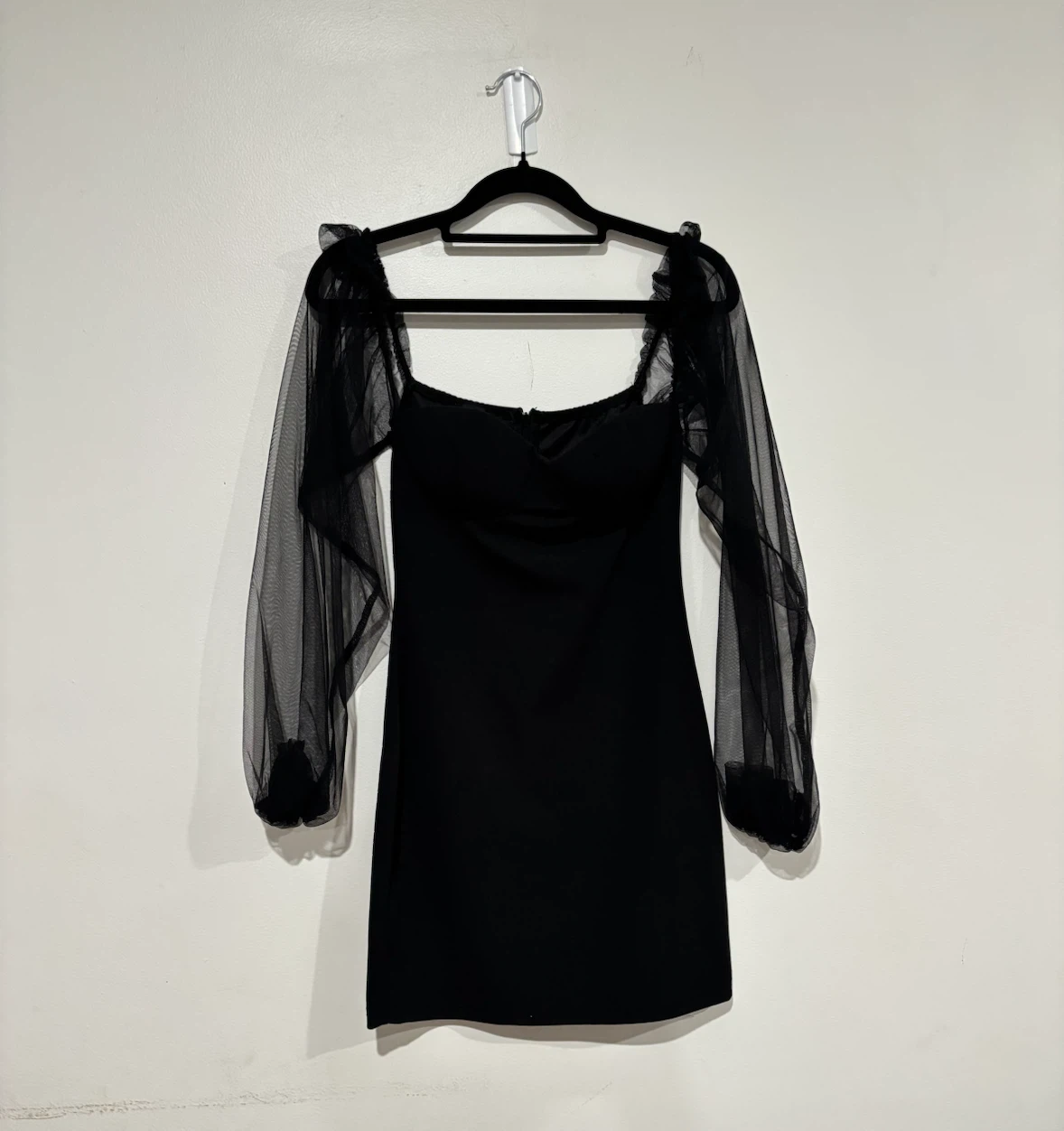 Black Sheer Long Sleeve Mini Dress - photo 3