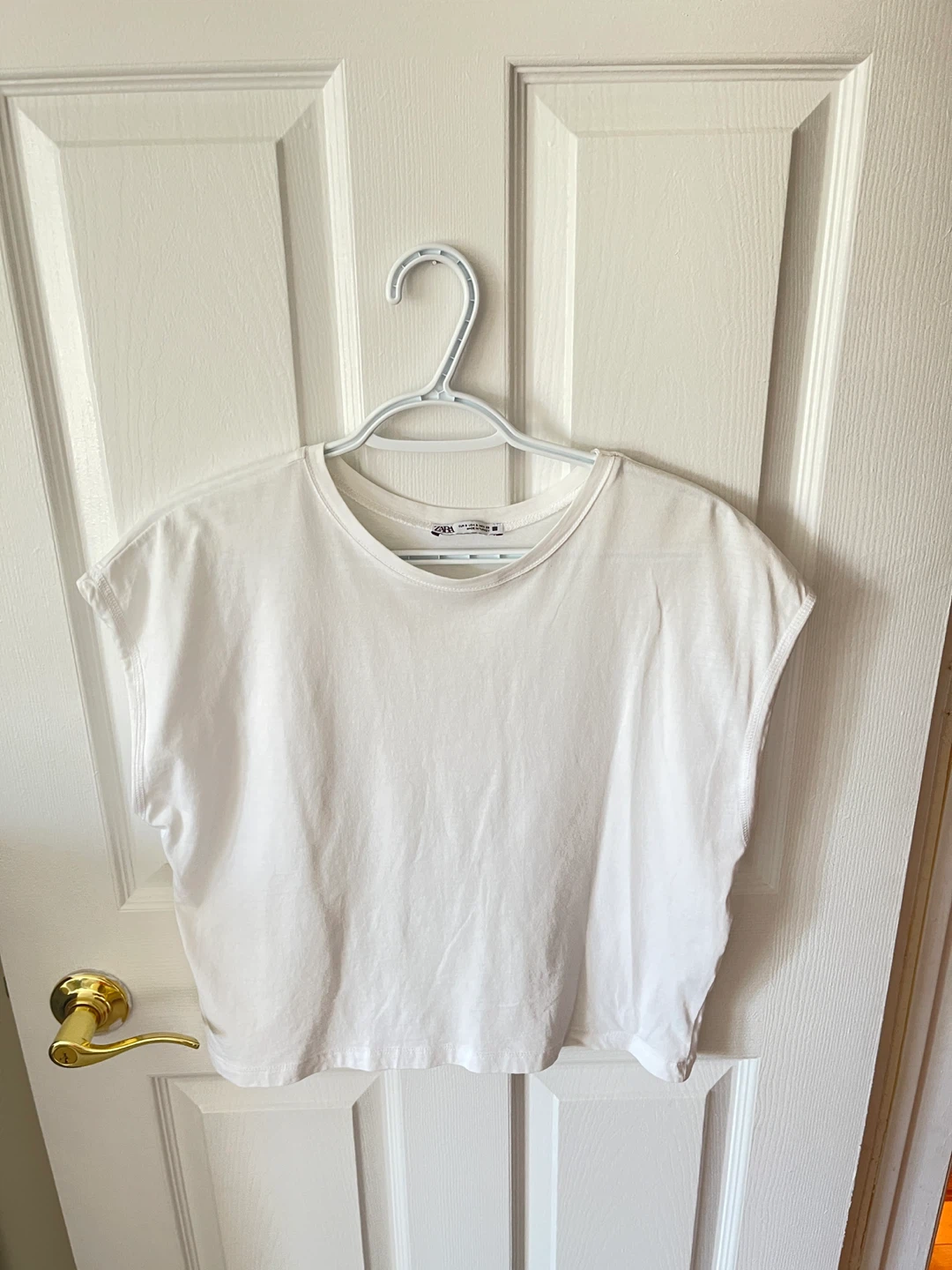 Zara white cap sleeve t-shirt size small - photo 2