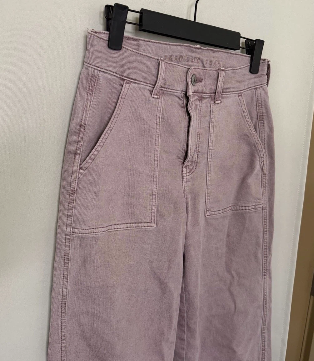 American Eagle :Muave Wide Leg Denim Jeans -Size  00