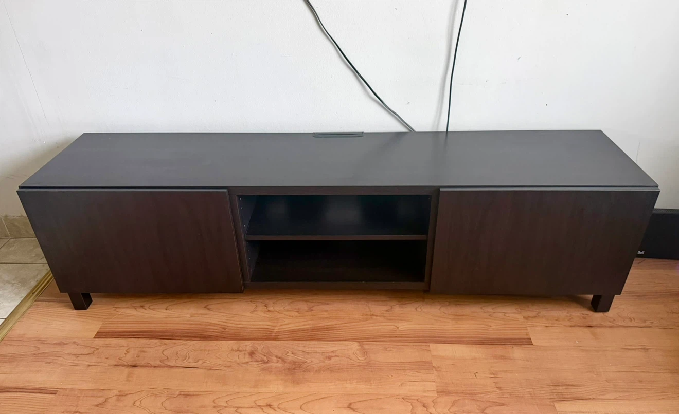 Dark Brown TV Stand with Cabinet Doors