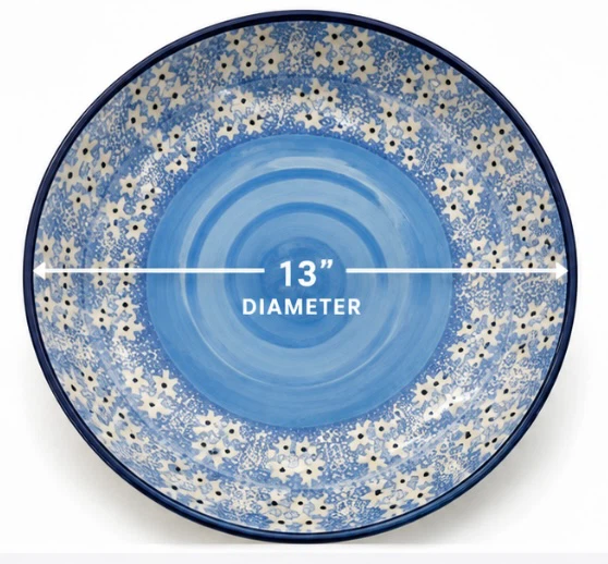 HIMARK Italian Made Serving Bowl 13" Diameter Blue Floral
