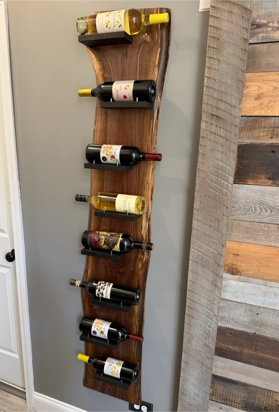 Custom Walnut Live Edge Wine Rack wall mount 8 bottles - photo 2