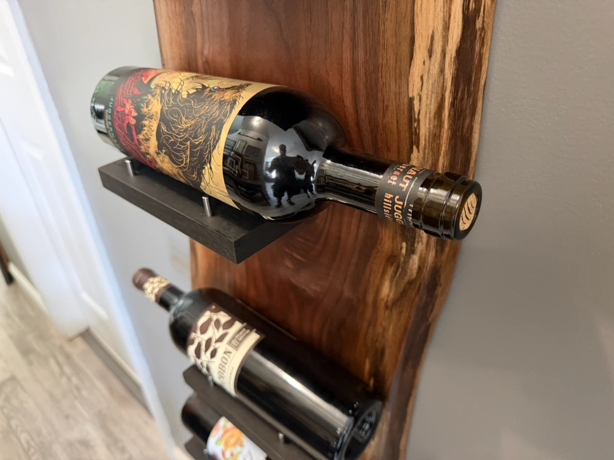 Custom Walnut Live Edge Wine Rack wall mount 8 bottles - photo 3