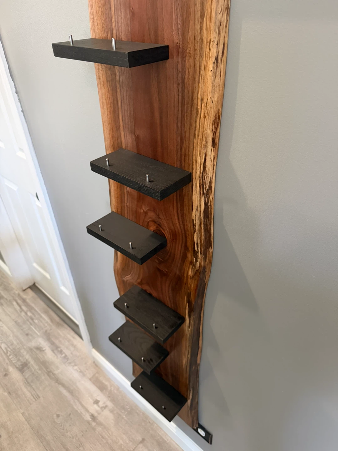 Custom Walnut Live Edge Wine Rack wall mount 8 bottles - photo 4
