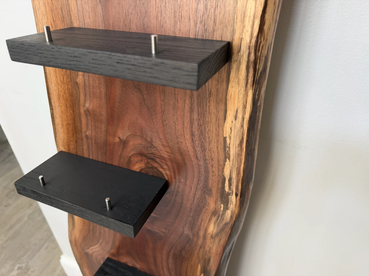 Custom Walnut Live Edge Wine Rack wall mount 8 bottles - photo 5