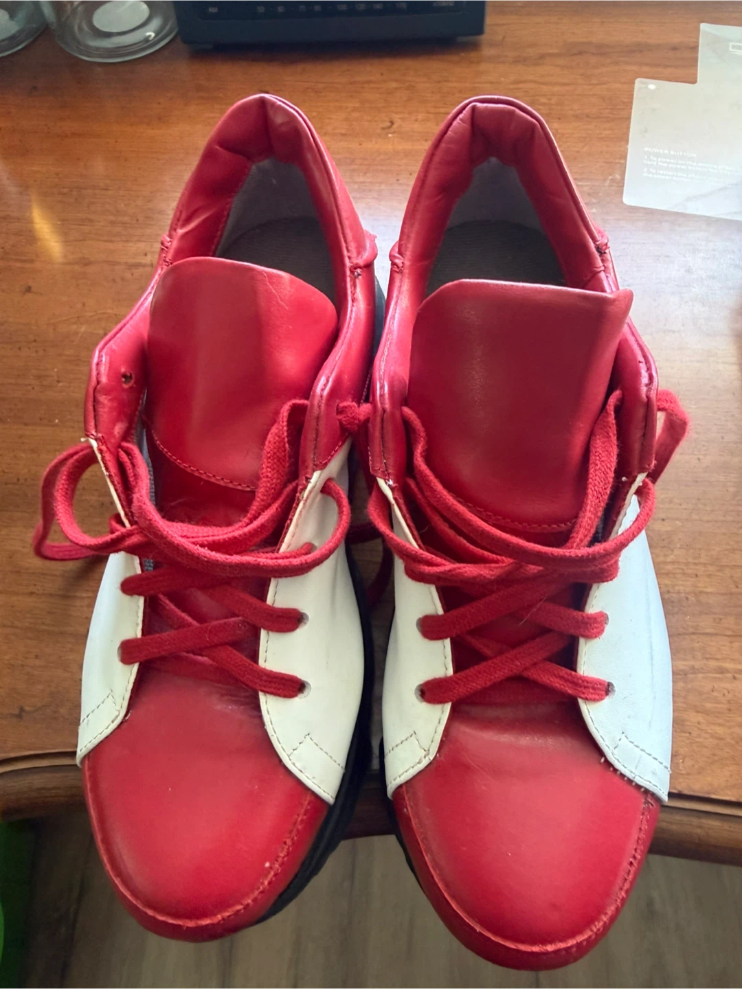 Red and white platform sneakers - photo 2
