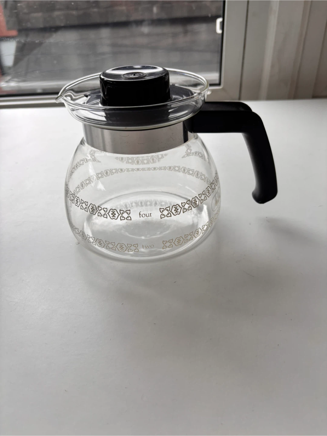Glass Coffee Carafe with Black Handle