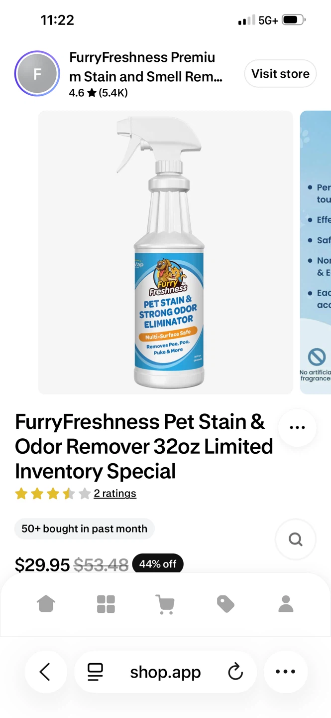 FurryFreshness Pet Stain and Odor Eliminator 32oz