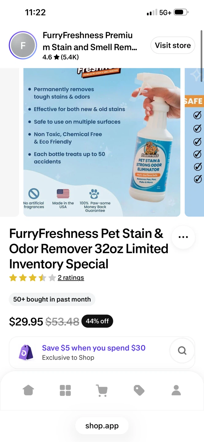 FurryFreshness Pet Stain and Odor Eliminator 32oz - photo 2