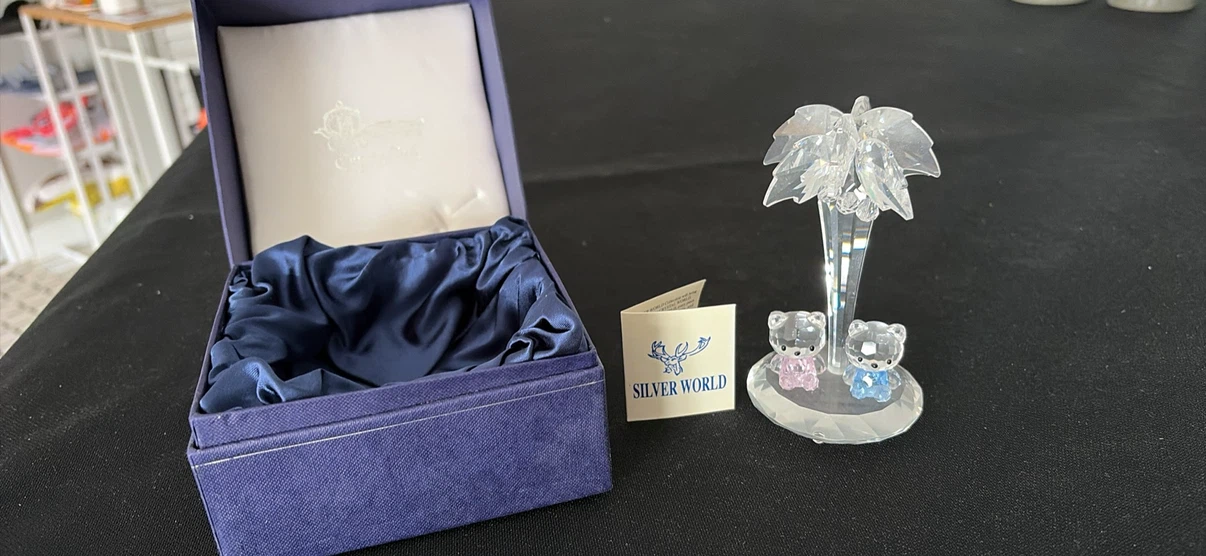 Silver World Crystal Teddy Bears Figurine with Box - photo 2