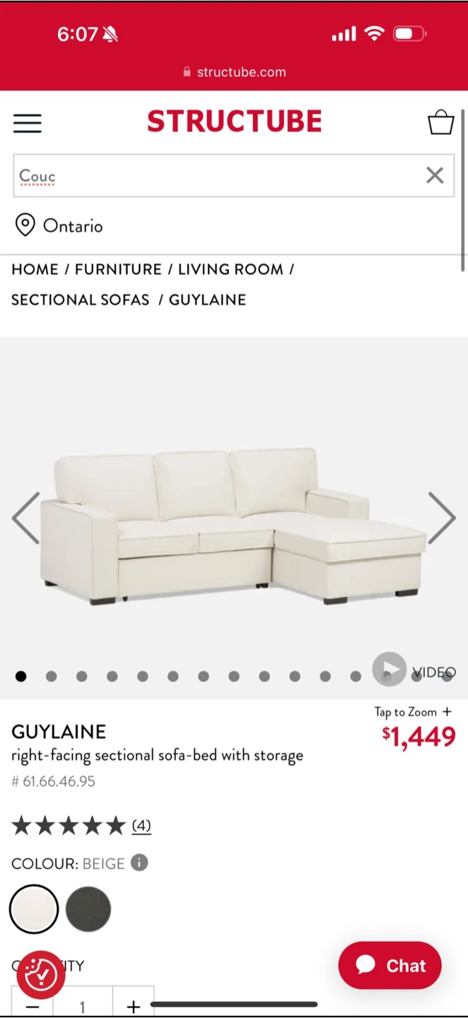 Structube L-Shape Sofa Bed with Built-In Storage - photo 2
