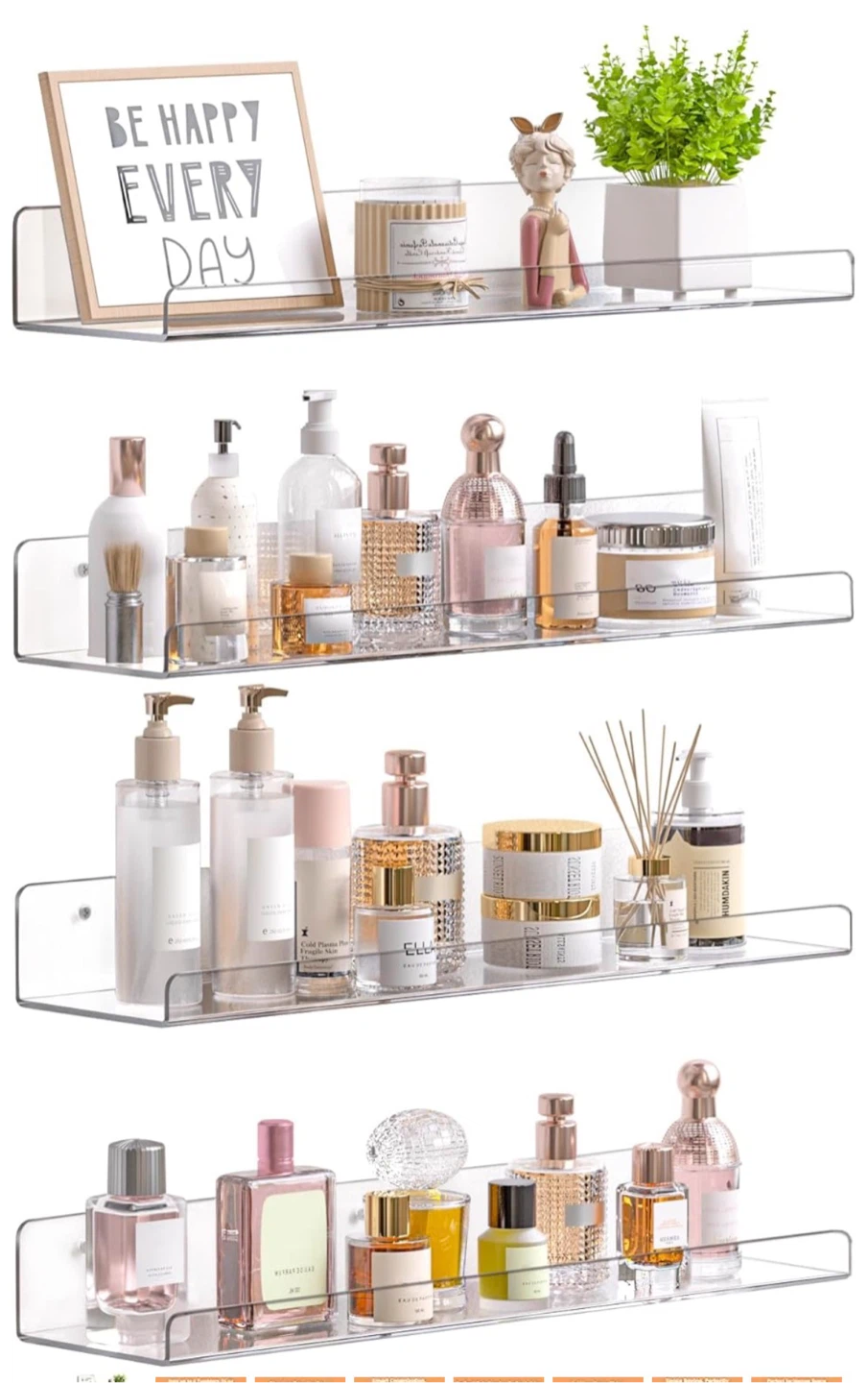 Brand New Clear Acrylic Floating Shelf - 15" Length - photo 2