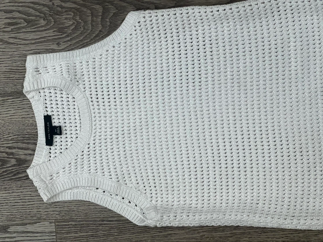 Ann Taylor White Crochet Sweater Tank Top