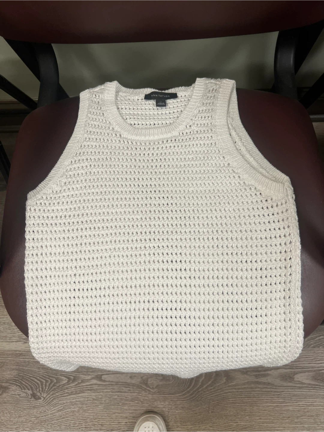 Ann Taylor White Crochet Sweater Tank Top - photo 2