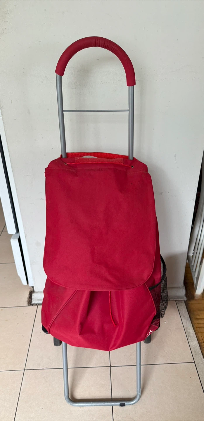 Red Shopping Trolley with Stair-Climbing Wheels