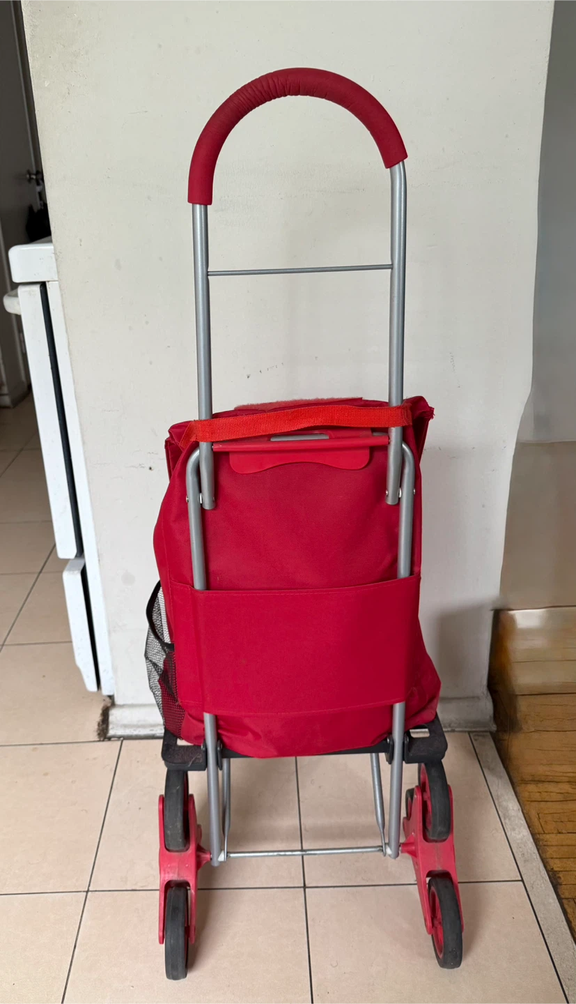 Red Shopping Trolley with Stair-Climbing Wheels - photo 4