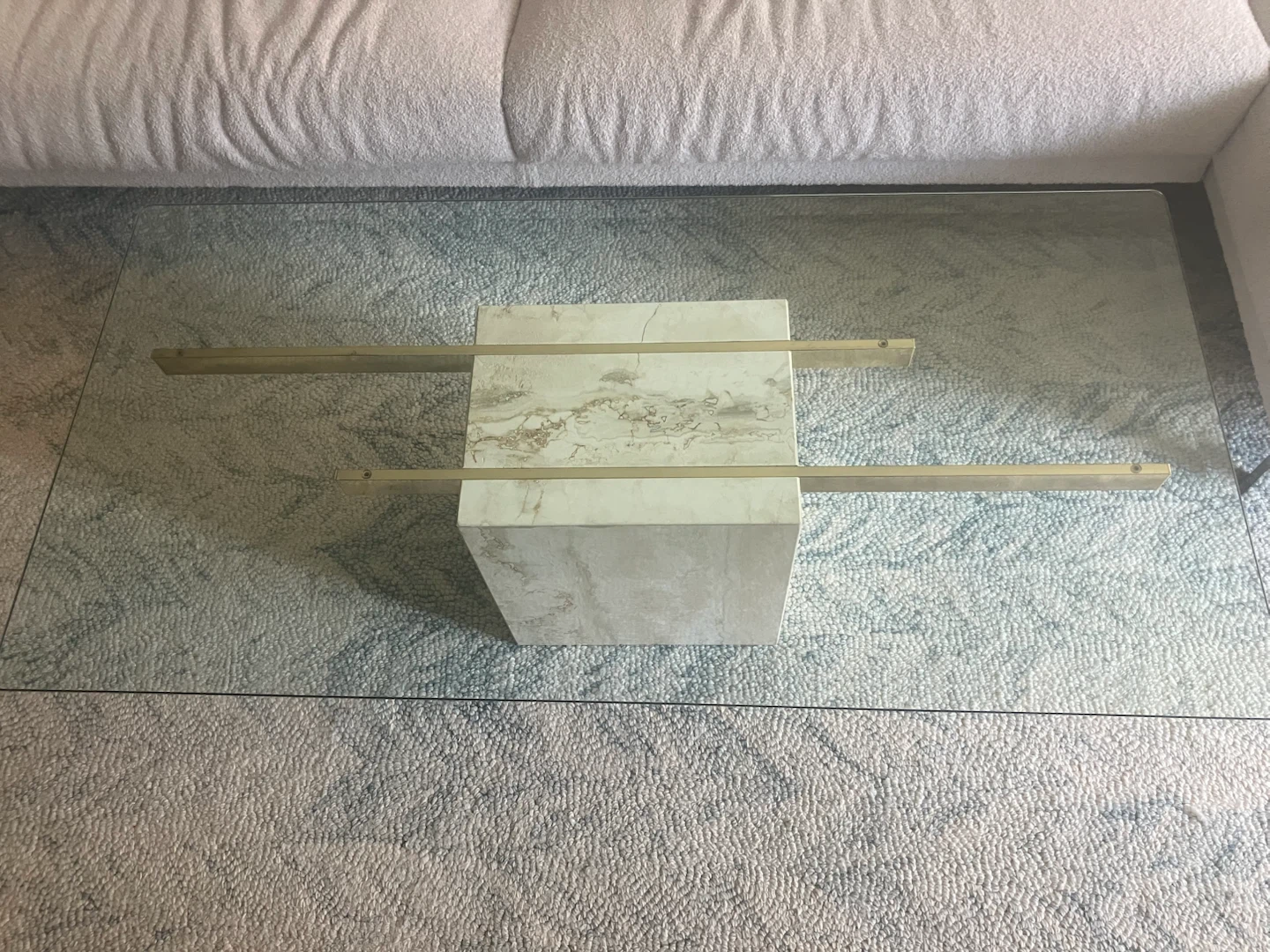 Travertine Marble and Glass Coffee Table - photo 2