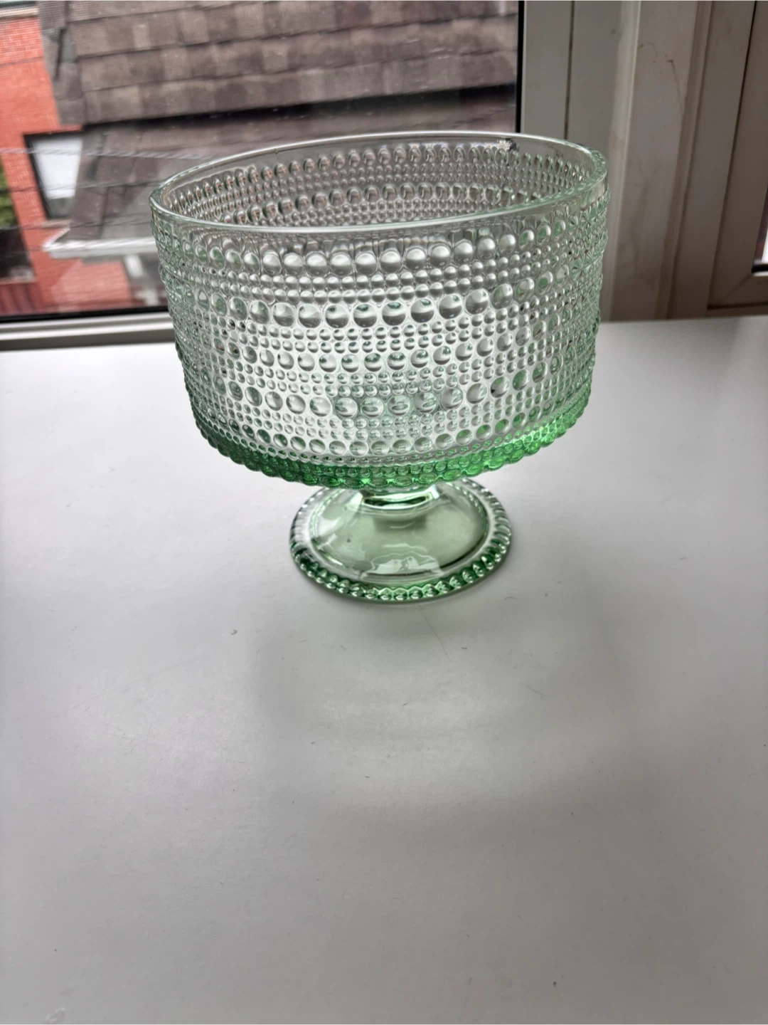 Iittala Kastehelmi Footed Glass Bowl in Green - photo 3