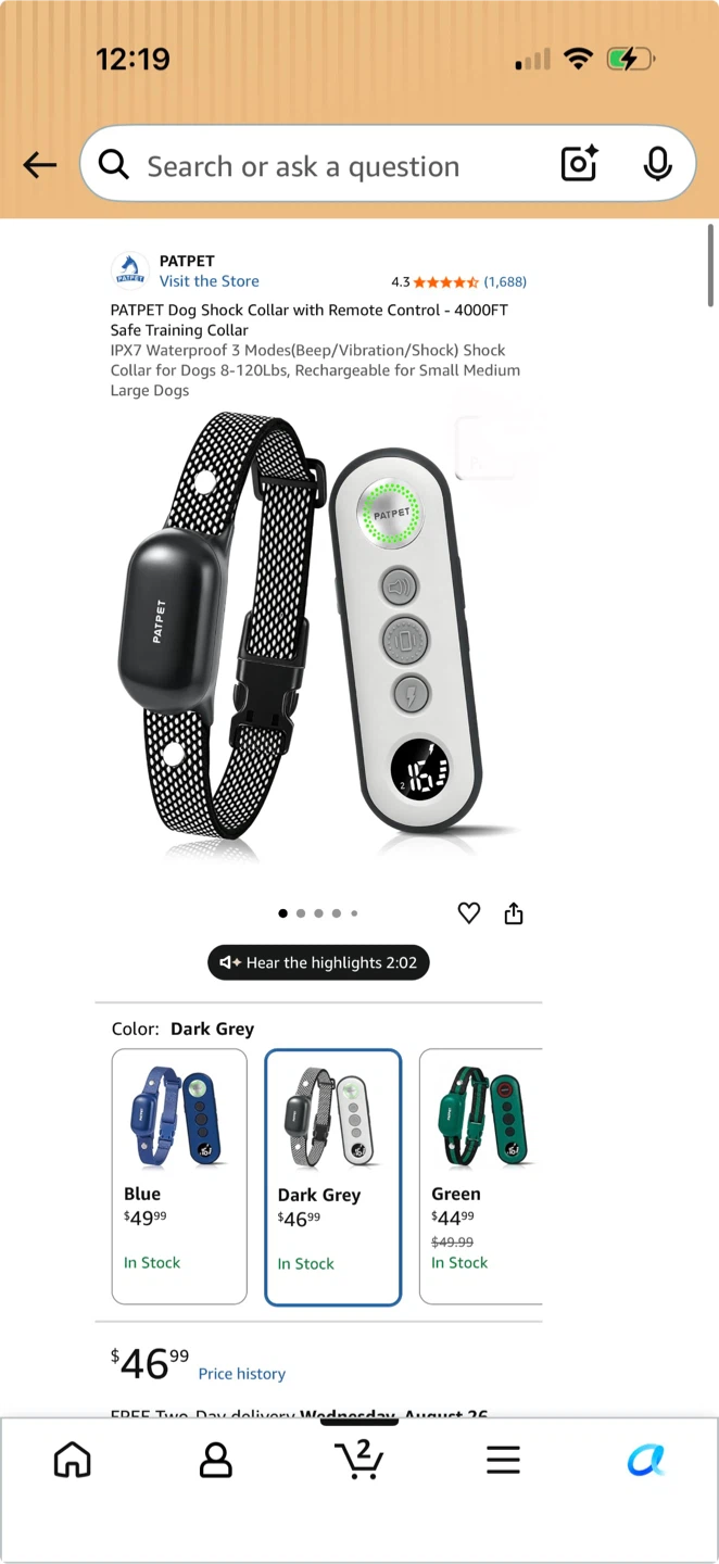 PATPET Dog Shock Collar with Remote - Dark Grey - photo 2