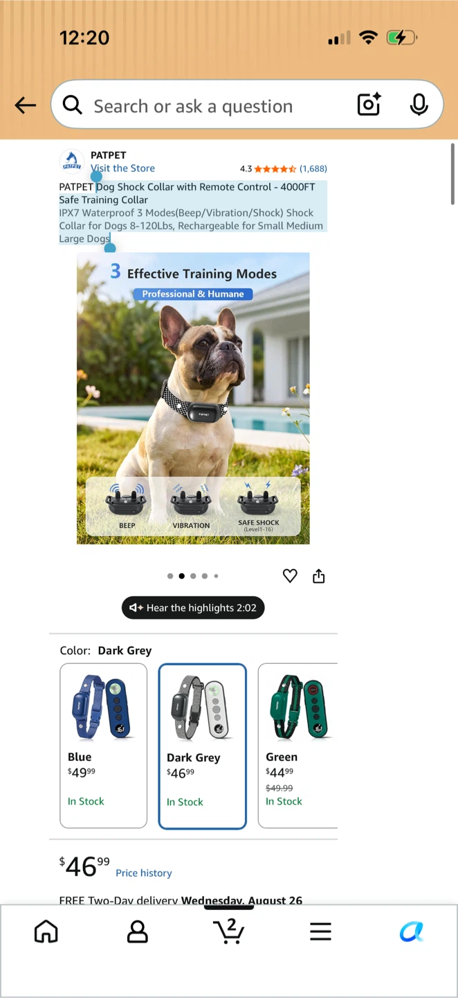 PATPET Dog Shock Collar with Remote - Dark Grey - photo 5