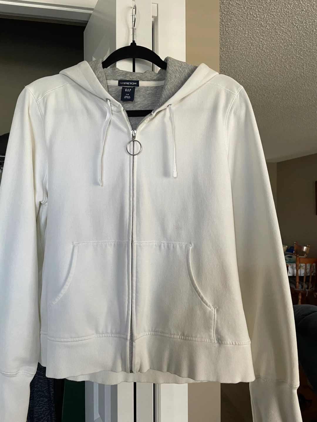 Gap Stretch White Zip-up Hoodie Large