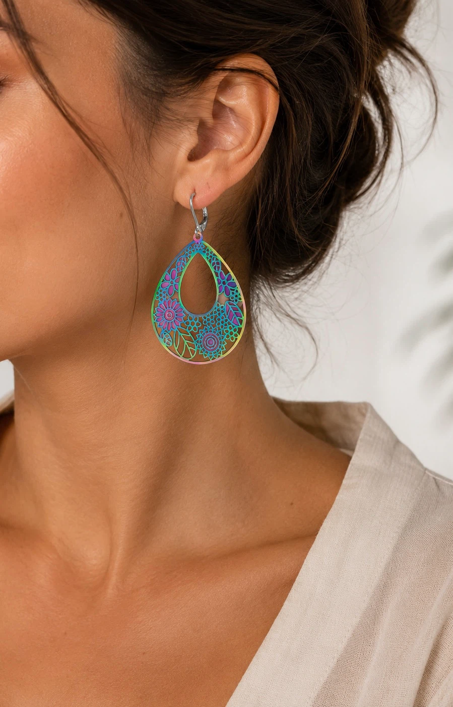 Teardrop Flower Dangle Earrings - photo 3