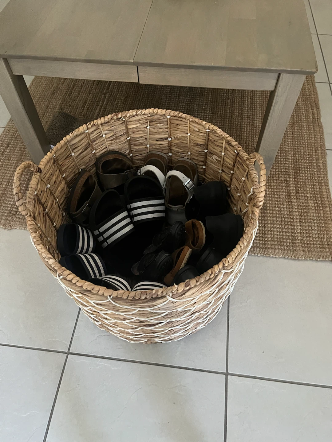 Large Round Woven Storage Basket with White Netting - photo 2