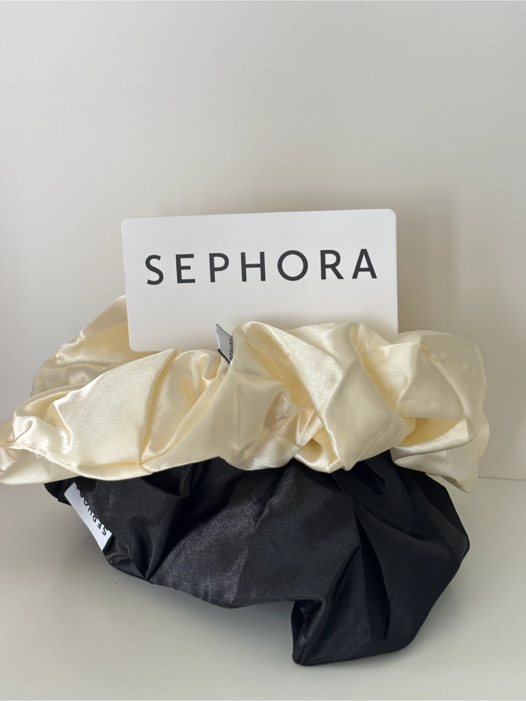 Sephora Silk Scrunchies Set - Cream & Black