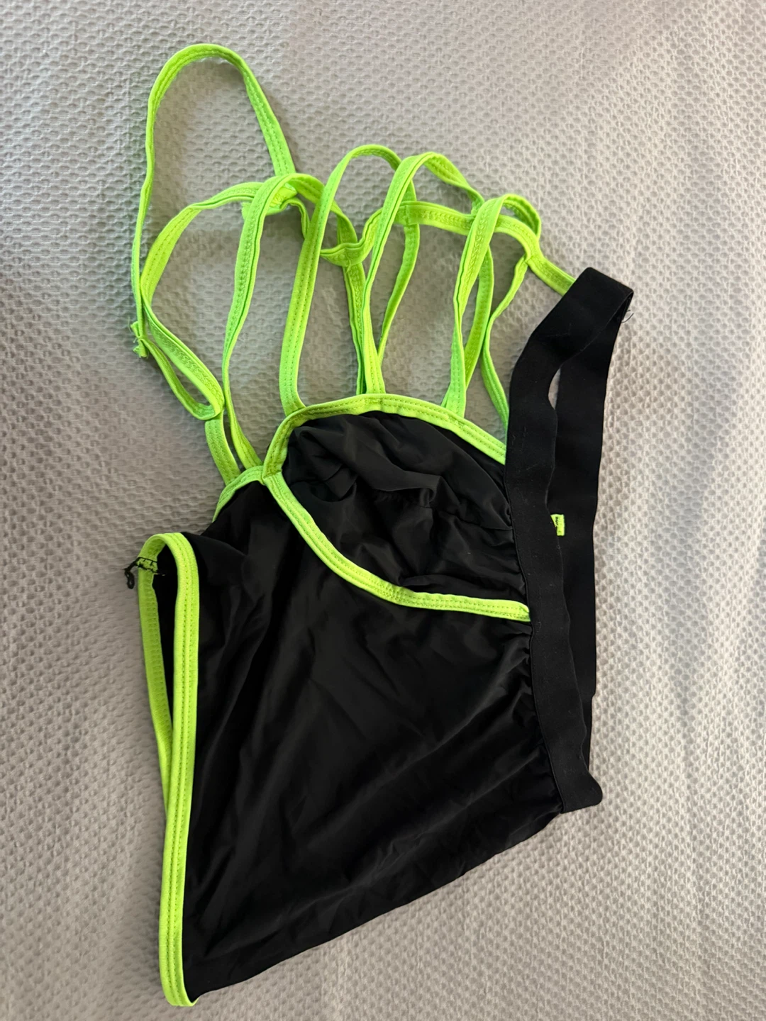 Black Swimsuit with Neon Green Trim - men’s underwear