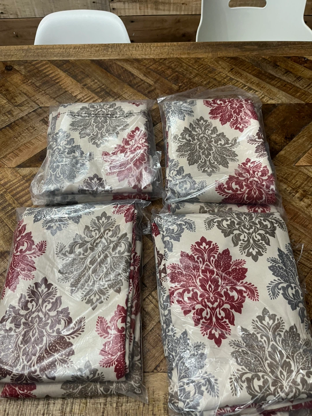 Mainstays Mini Damask Panel Pair Burgundy 28"x84"