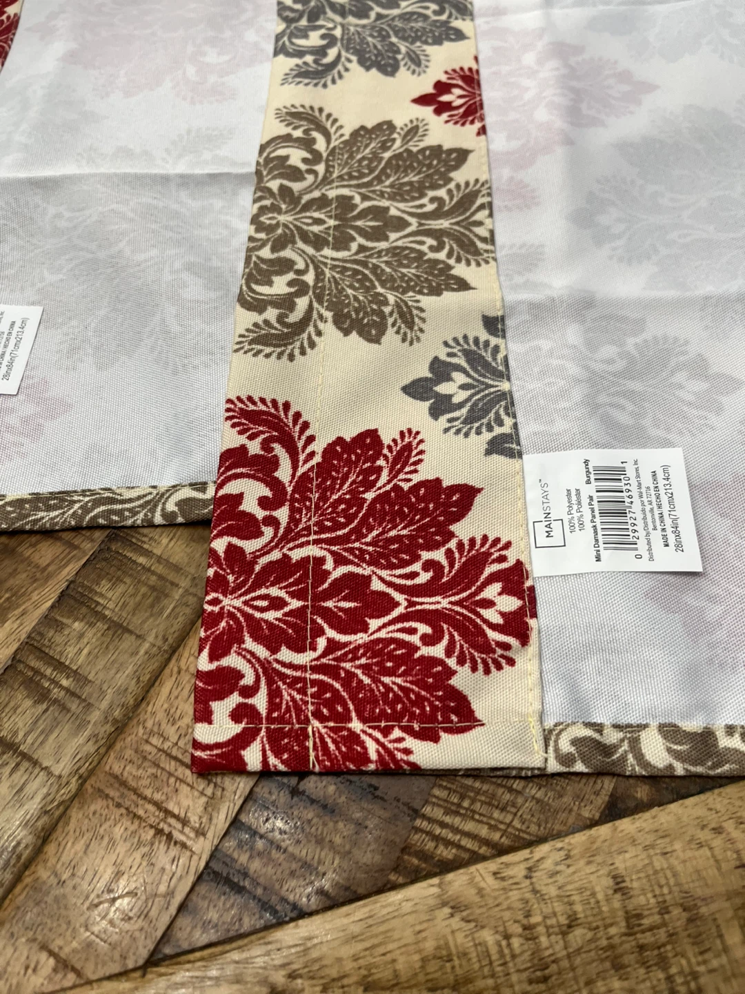 Mainstays Mini Damask Panel Pair Burgundy 28"x84" - photo 3
