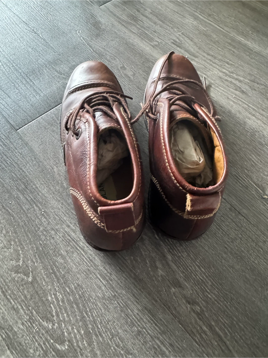 Woodland brown leather boots and Raymond dress shoes