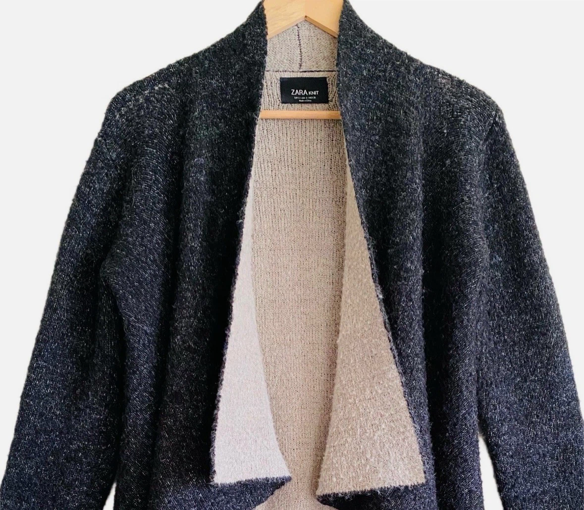 Zara Knit Charcoal Waterfall Cardigan Size L - photo 3