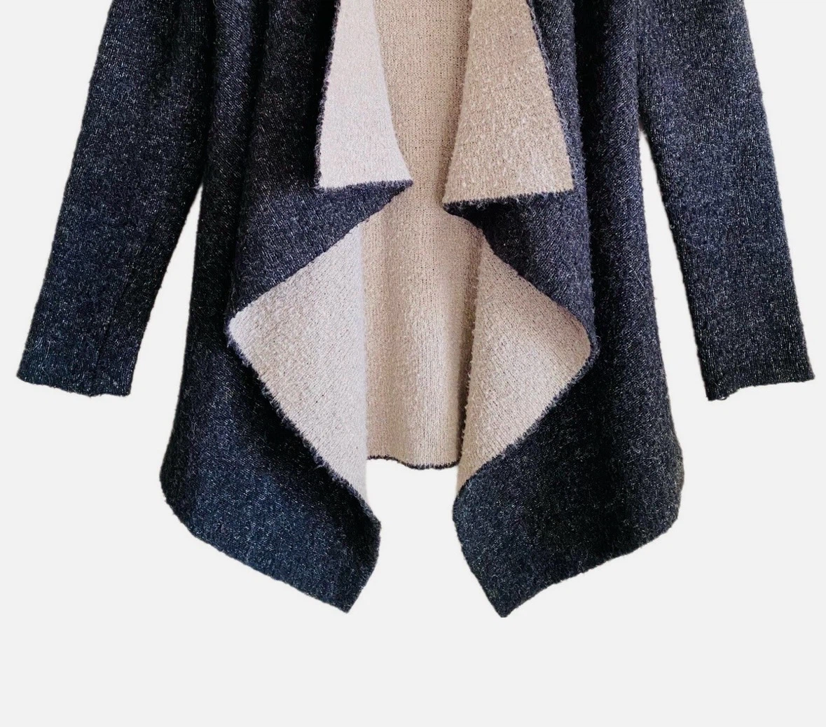 Zara Knit Charcoal Waterfall Cardigan Size L - photo 4