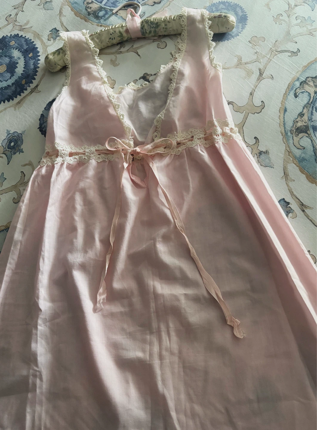 Pink Vintage Nightgown with Lace Trim - Size Small - photo 2