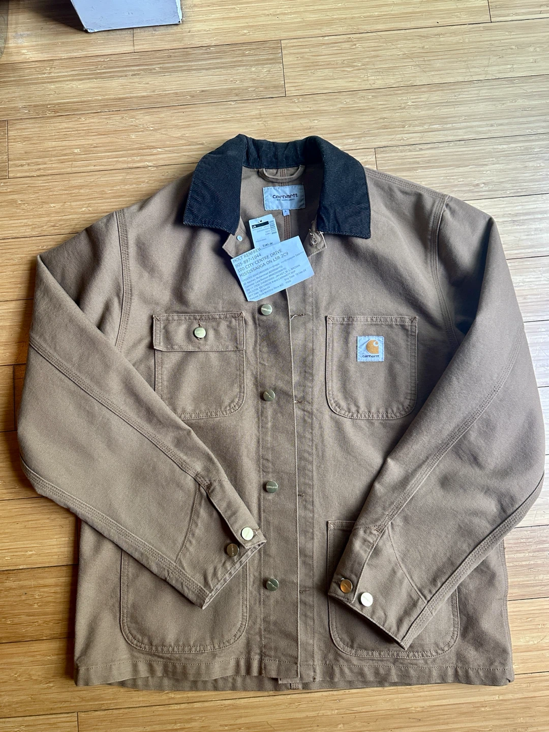 NEW MEN SIZE LARGE CARHARTT MICHIGAN WIP CHORE JACKET BROWN COAT - photo 2