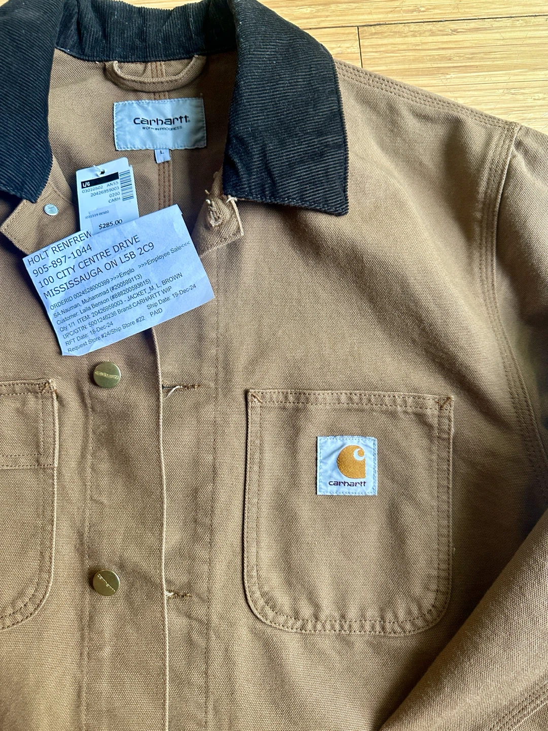NEW MEN SIZE LARGE CARHARTT MICHIGAN WIP CHORE JACKET BROWN COAT - photo 4