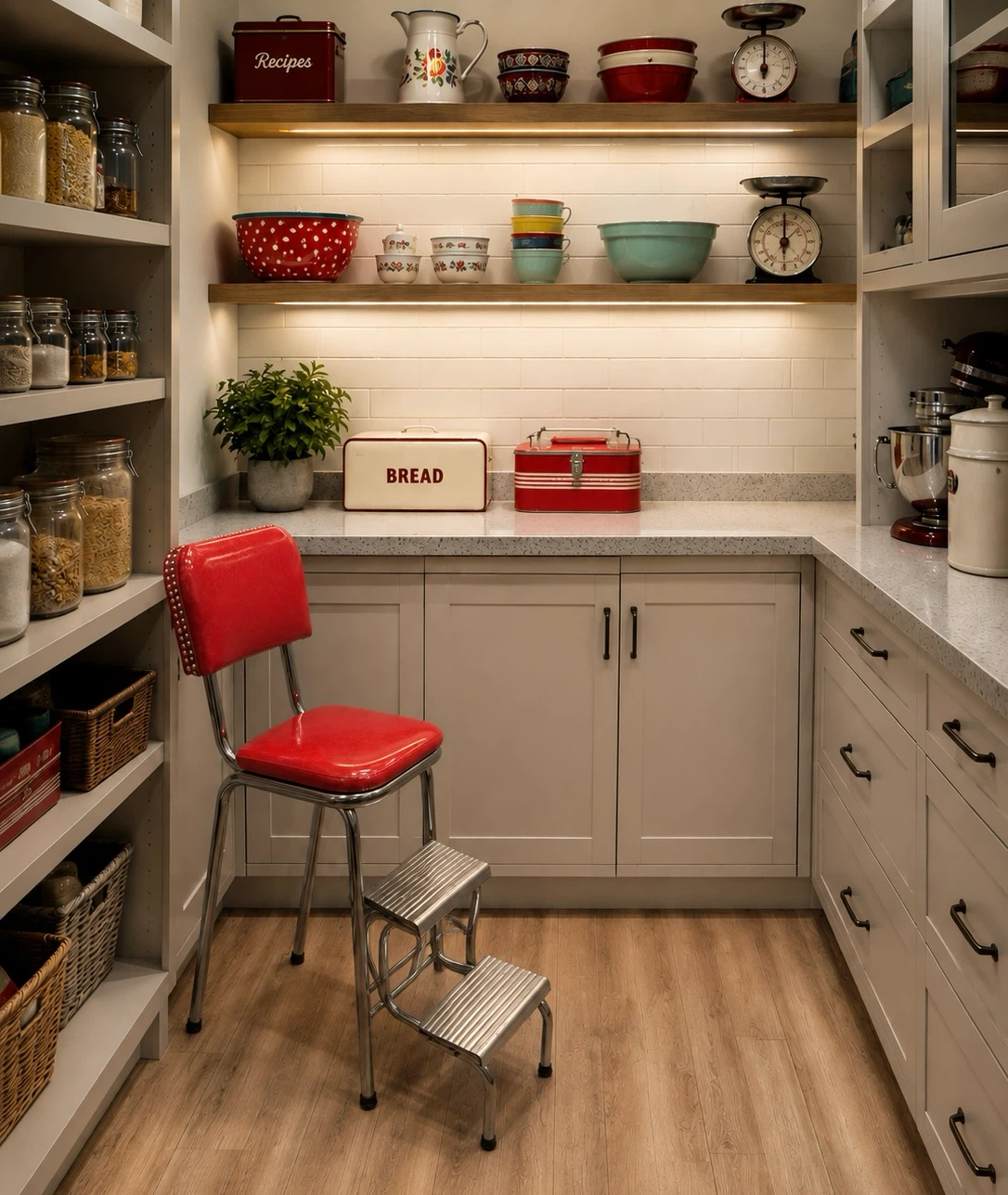 Vintage Retro Kitchen Step Stool Chair - photo 3
