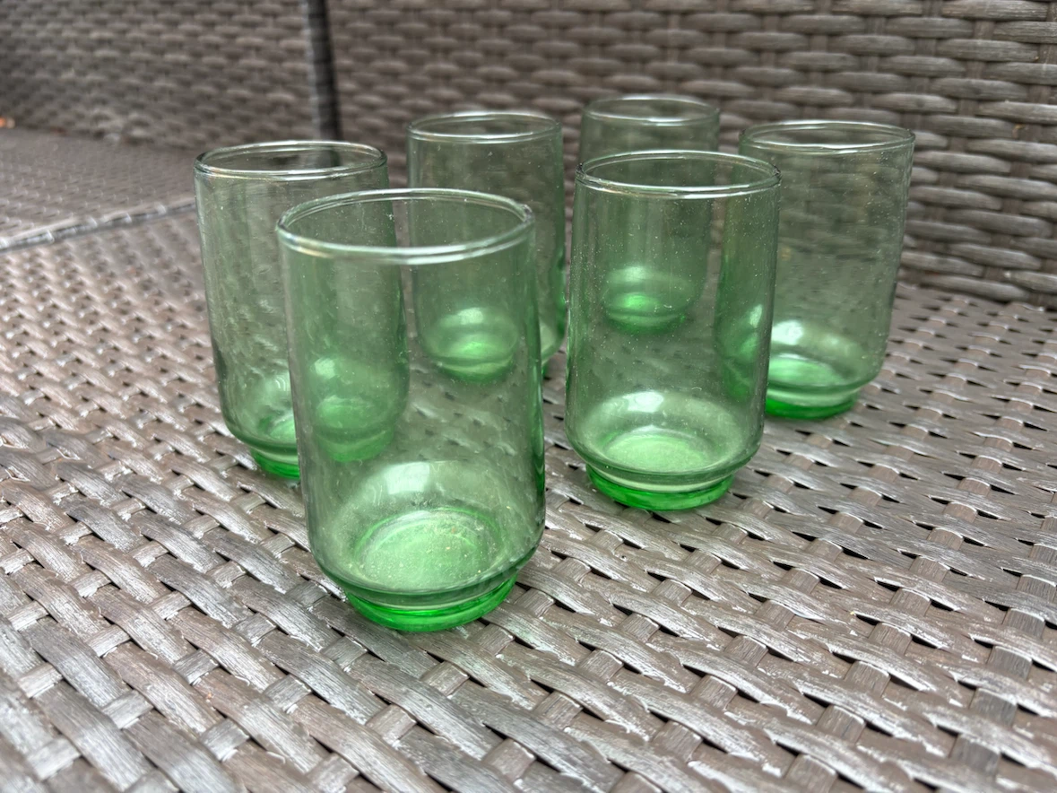 Vintage Dominion Green Glassware.