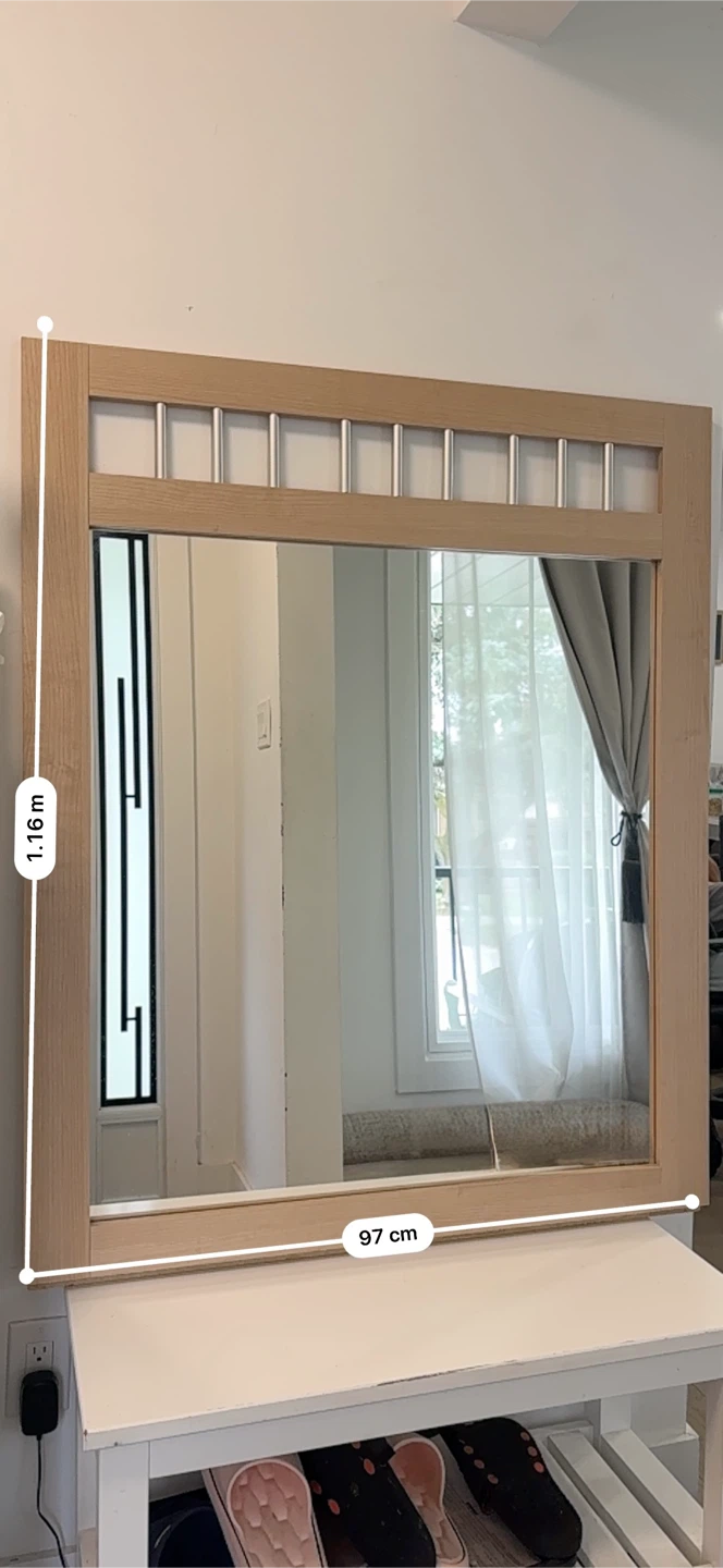 Large wood framed mirror with silver accents - photo 3