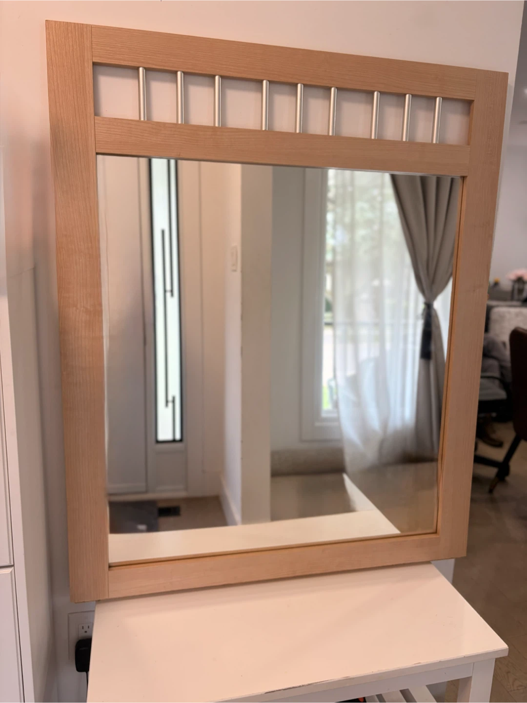 Large wood framed mirror with silver accents - photo 4