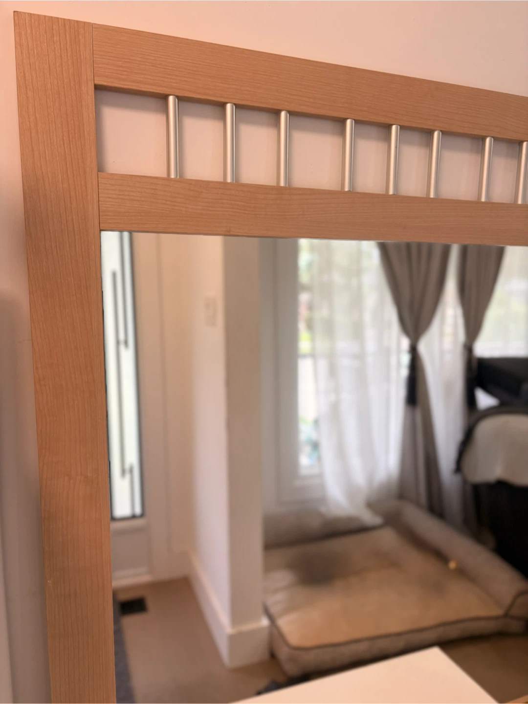 Large wood framed mirror with silver accents - photo 5