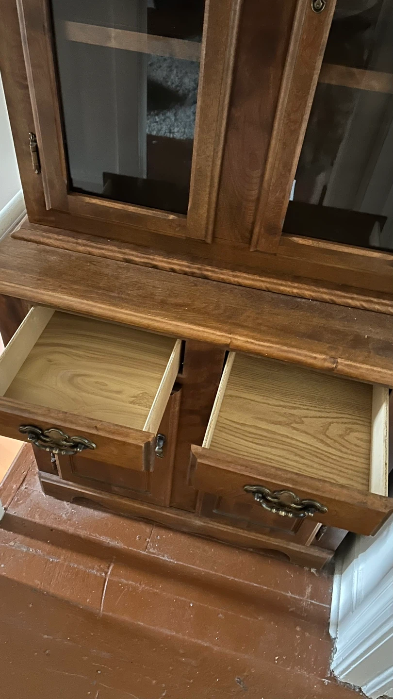 Wooden Hutch with Glass Doors and Drawers - photo 3