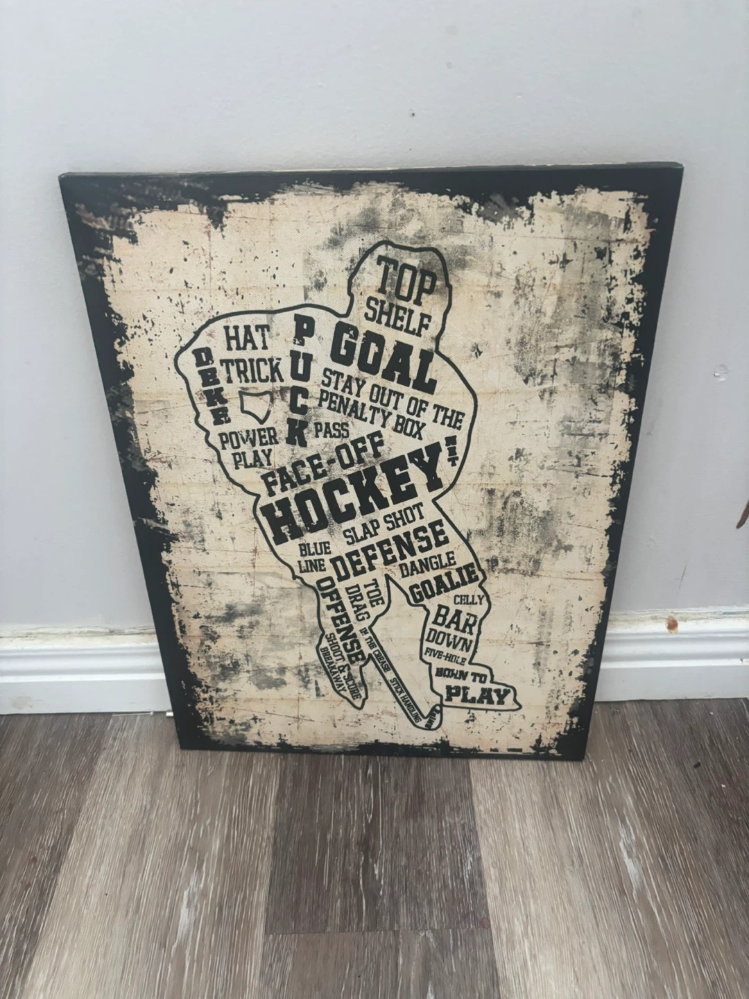 Bouclair Hockey Word Art Canvas