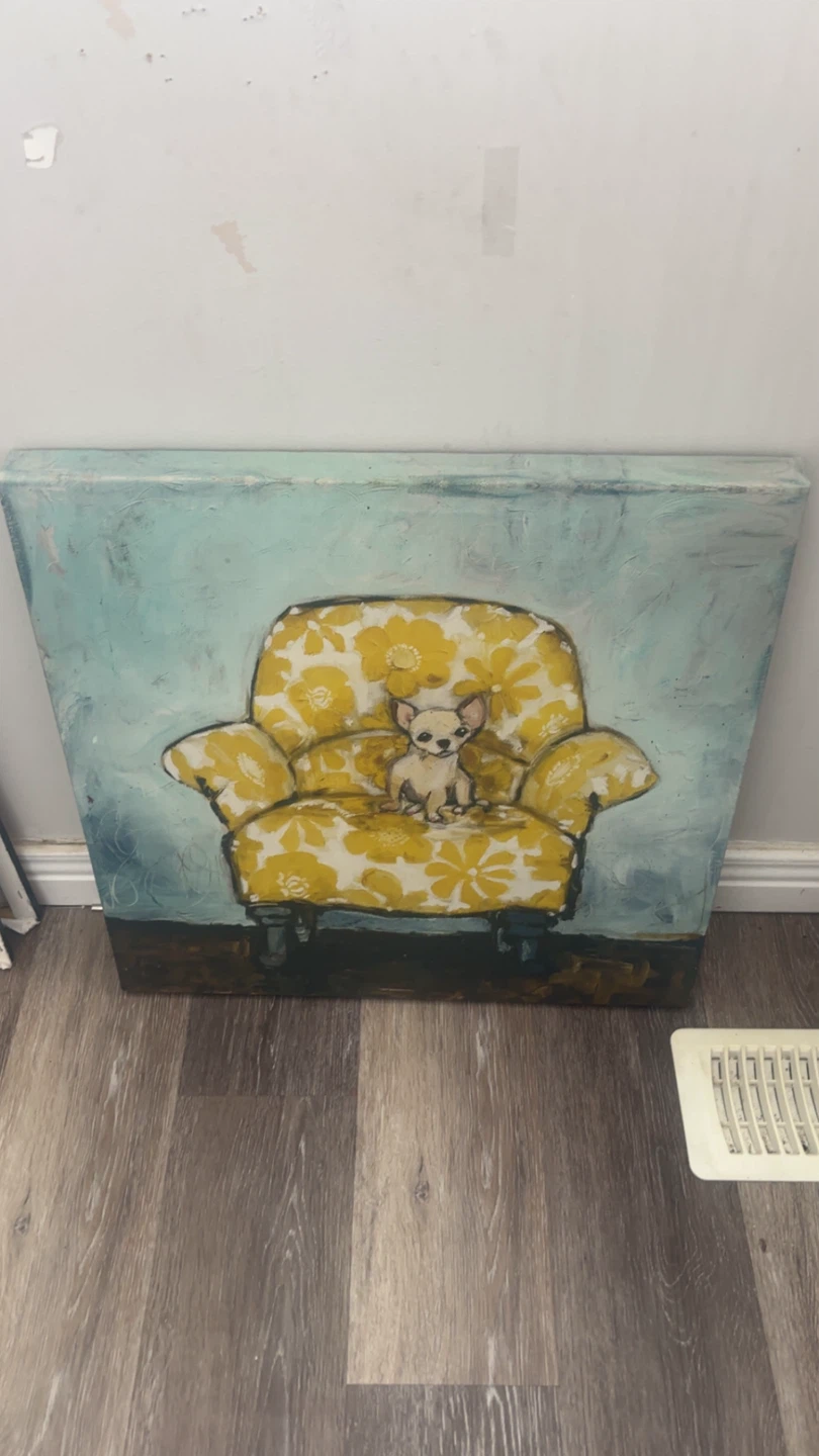 Chihuahua on Yellow Chair Canvas Wall Art